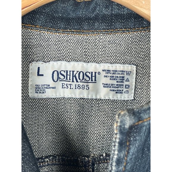 RARE Vintage Oshkosh Dark Denim Chore Barn Coat 90's Utility Workwear LG - Picture 5 of 6
